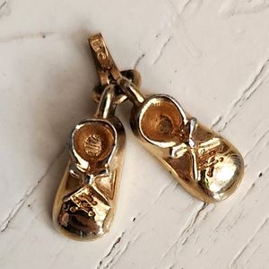 Vintage Monet stamped baby shoes charm